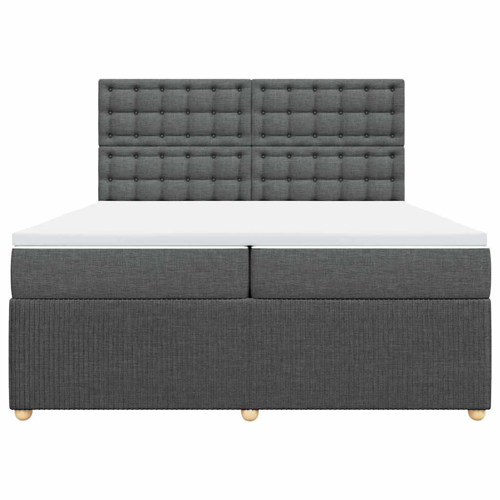 Sommier à lattes de lit avec matelas Gris foncé 200x200cm Tissu - XIOS