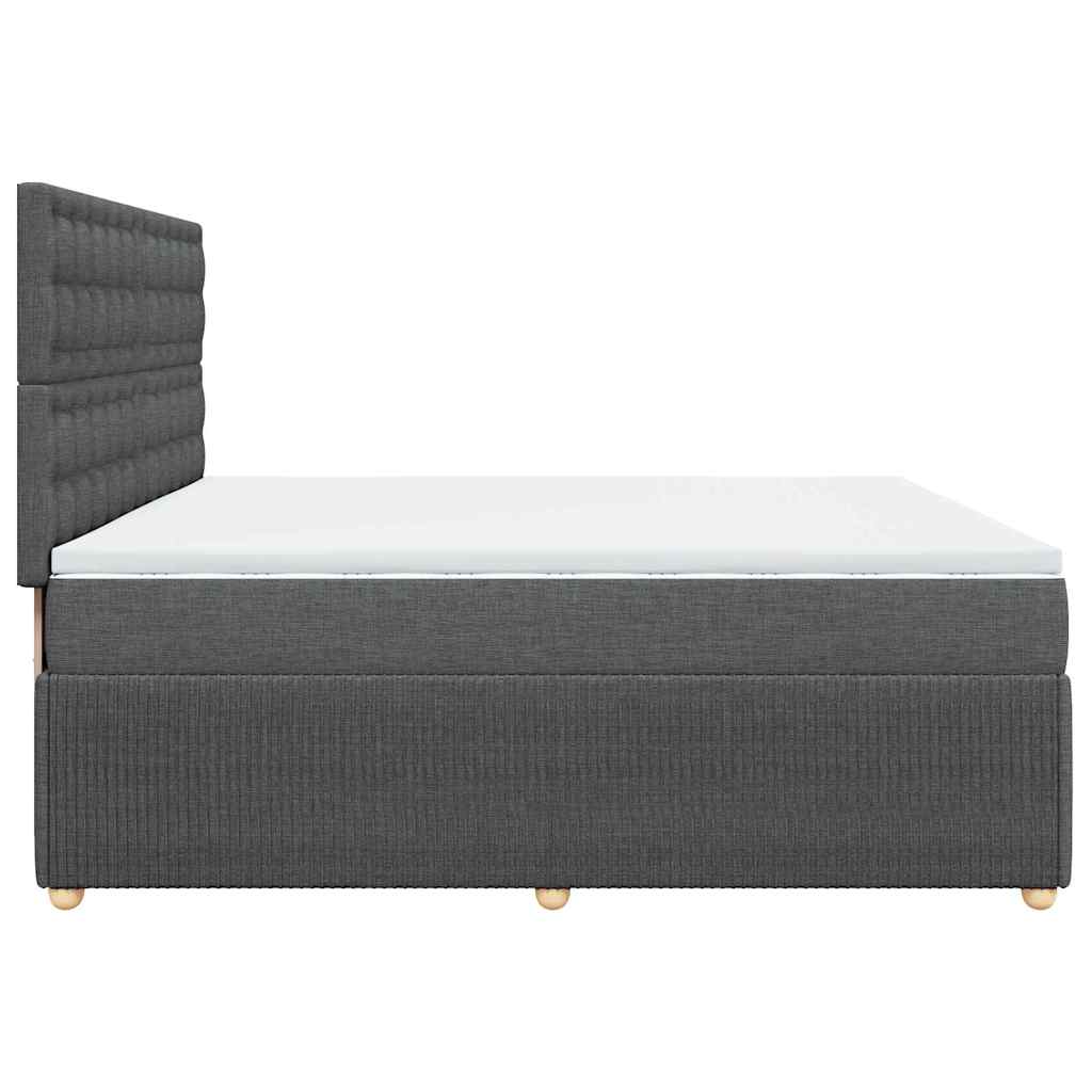 Sommier à lattes de lit avec matelas Gris foncé 200x200cm Tissu - XIOS