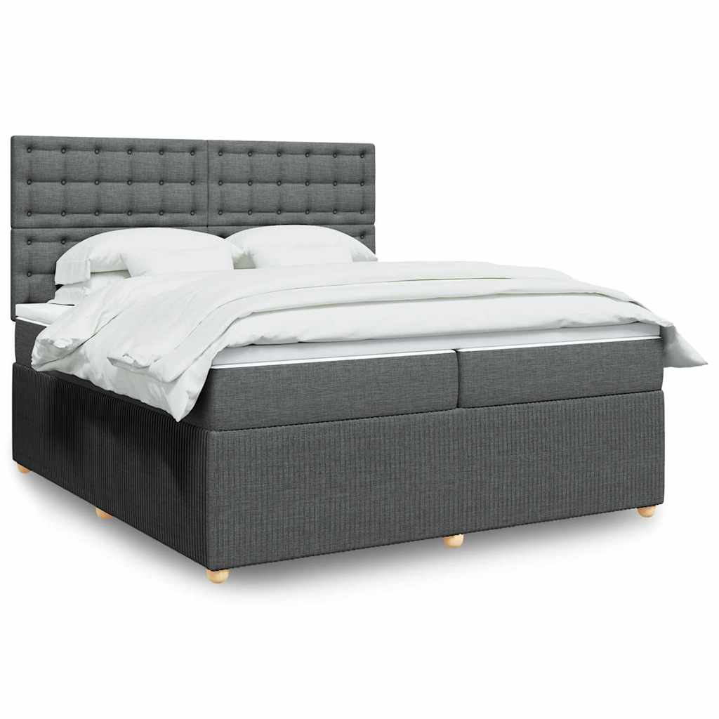 Sommier à lattes de lit avec matelas Gris foncé 200x200cm Tissu - XIOS