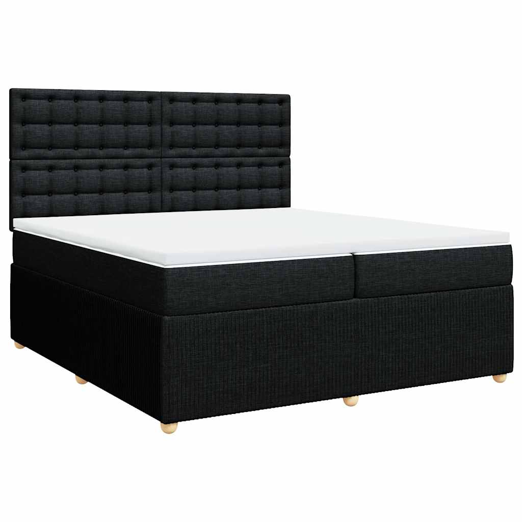 Sommier à lattes de lit avec matelas Noir 200x200 cm Tissu - XIOS