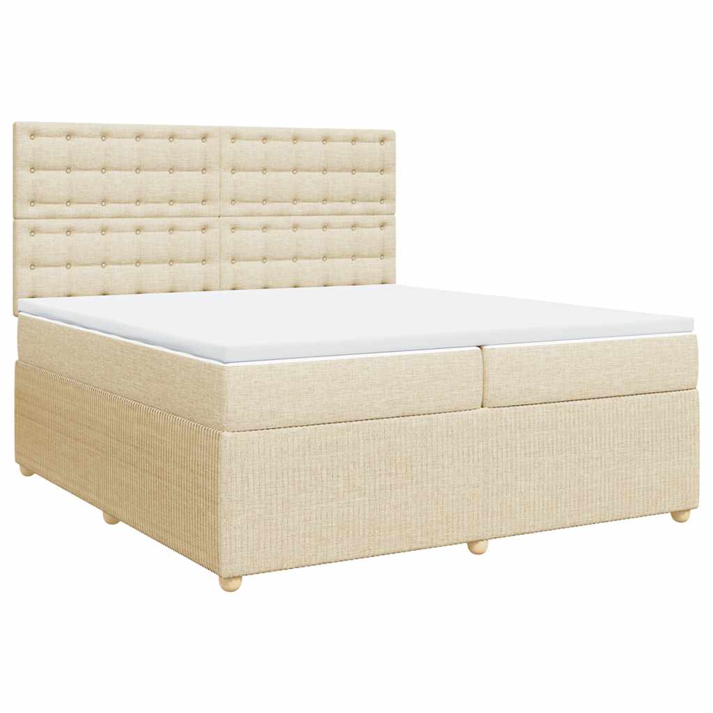 Sommier à lattes de lit avec matelas Crème 200x200 cm Tissu - XIOS