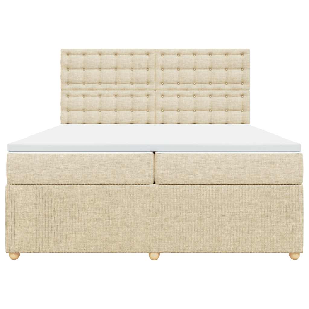 Sommier à lattes de lit avec matelas Crème 200x200 cm Tissu - XIOS