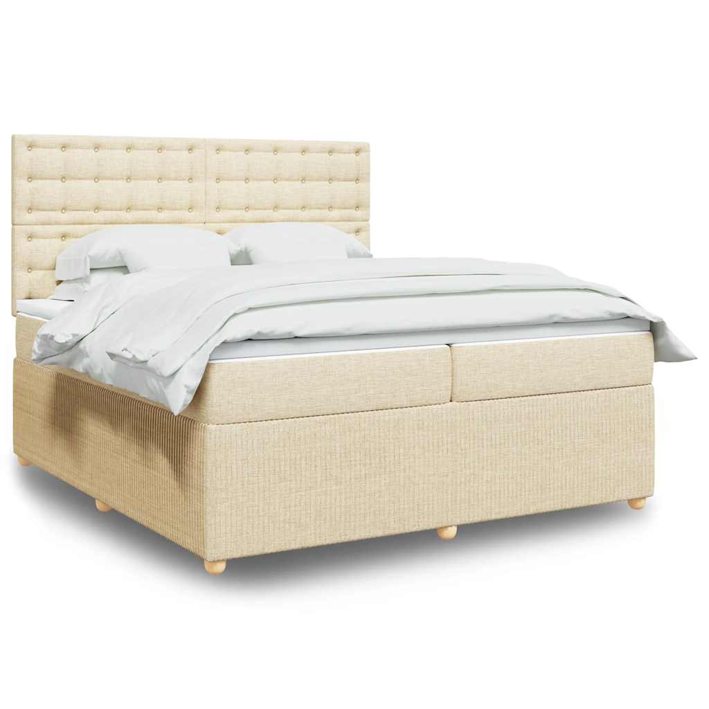 Sommier à lattes de lit avec matelas Crème 200x200 cm Tissu - XIOS