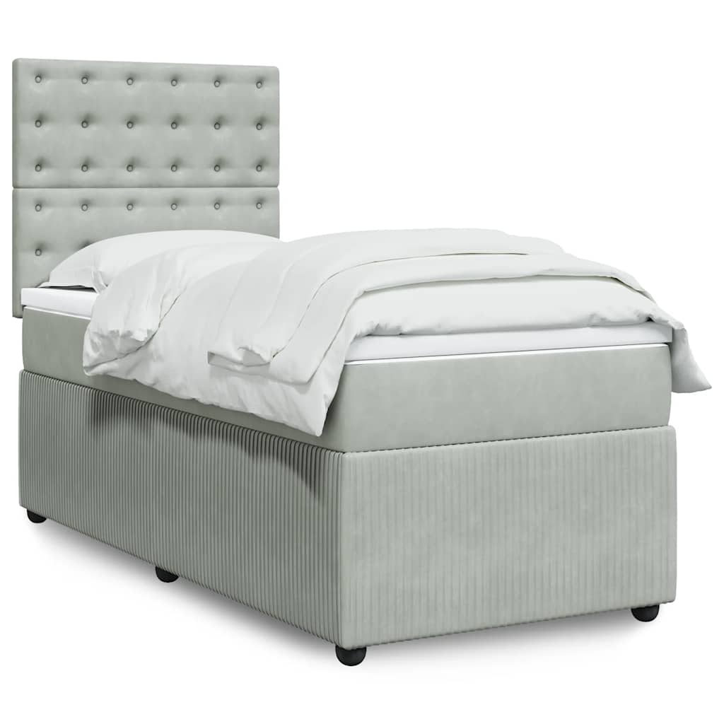 Sommier à lattes de lit et matelas Gris clair 80x200 cm Velours - XIOS