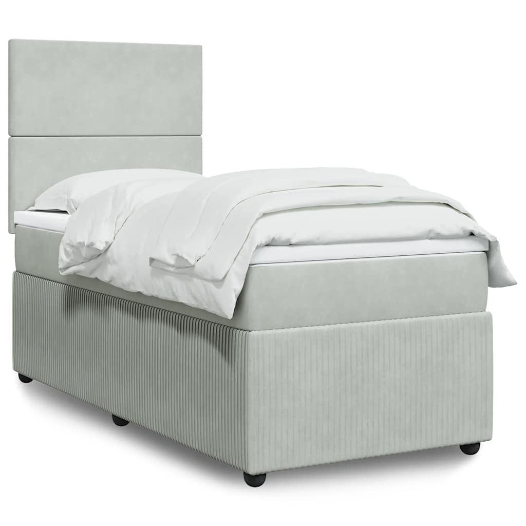 Sommier à lattes de lit et matelas Gris clair 90x190 cm Velours - XIOS