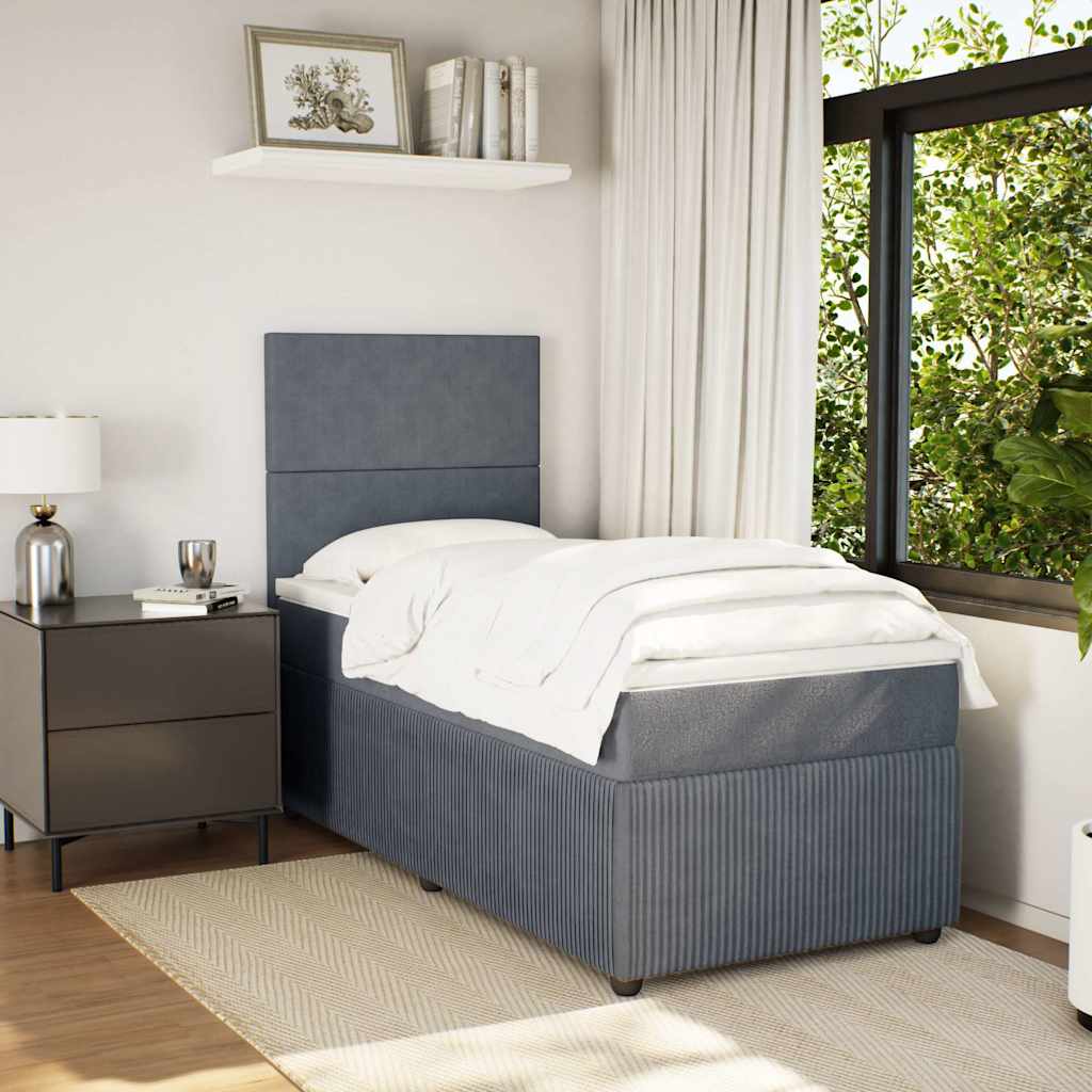 Sommier à lattes de lit et matelas Gris foncé 90x190 cm Velours - XIOS