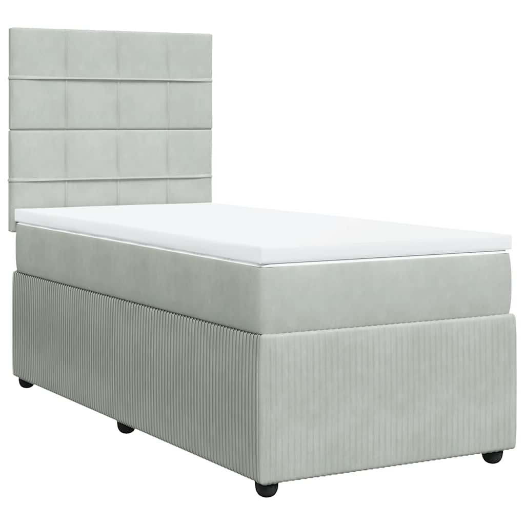 Sommier à lattes de lit et matelas Gris clair 90x190 cm Velours - XIOS