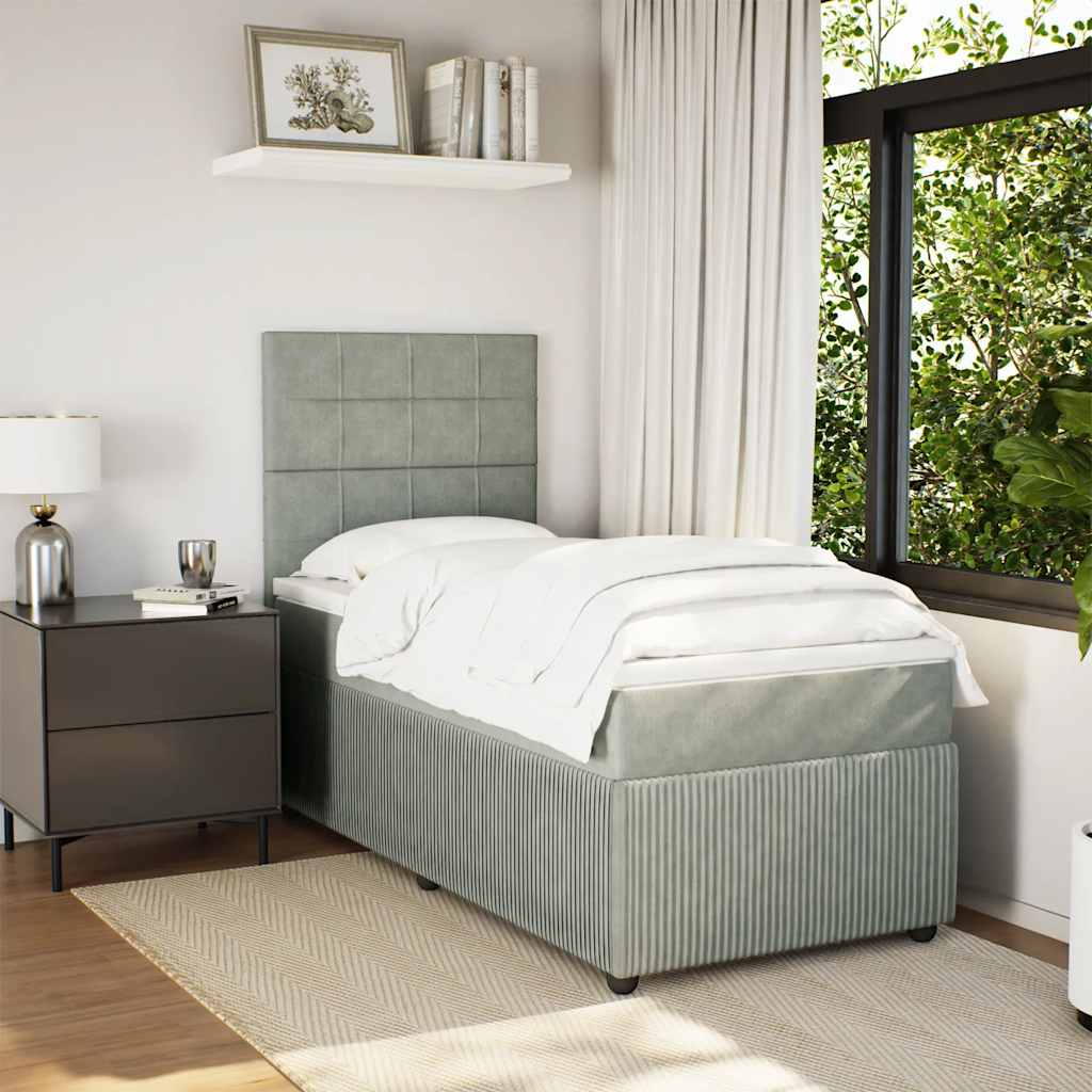 Sommier à lattes de lit et matelas Gris clair 90x190 cm Velours - XIOS