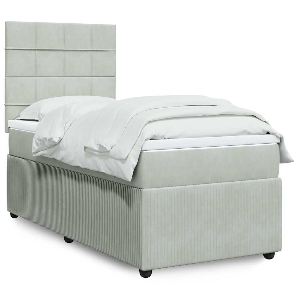Sommier à lattes de lit et matelas Gris clair 90x190 cm Velours - XIOS