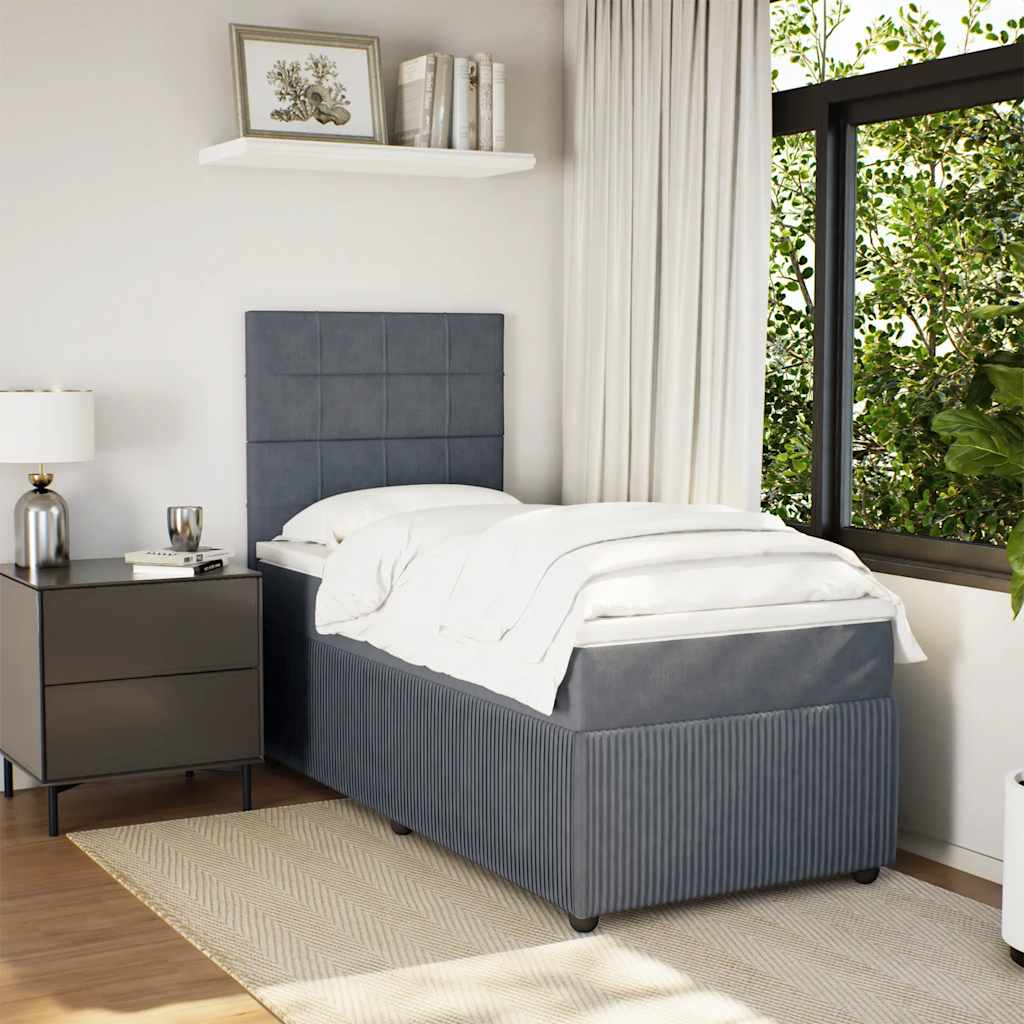 Sommier à lattes de lit et matelas Gris foncé 90x190 cm Velours - XIOS