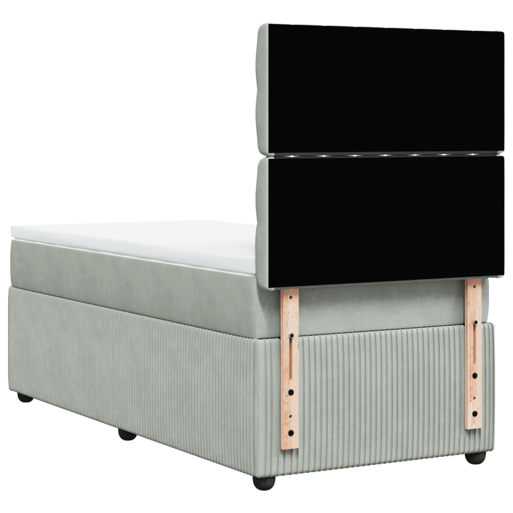 Sommier à lattes de lit et matelas Gris clair 90x190 cm Velours - XIOS