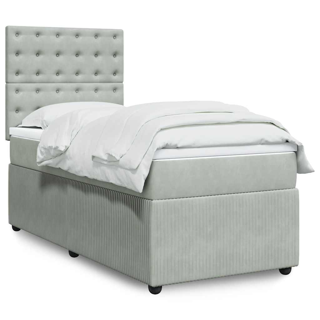 Sommier à lattes de lit et matelas Gris clair 90x190 cm Velours - XIOS