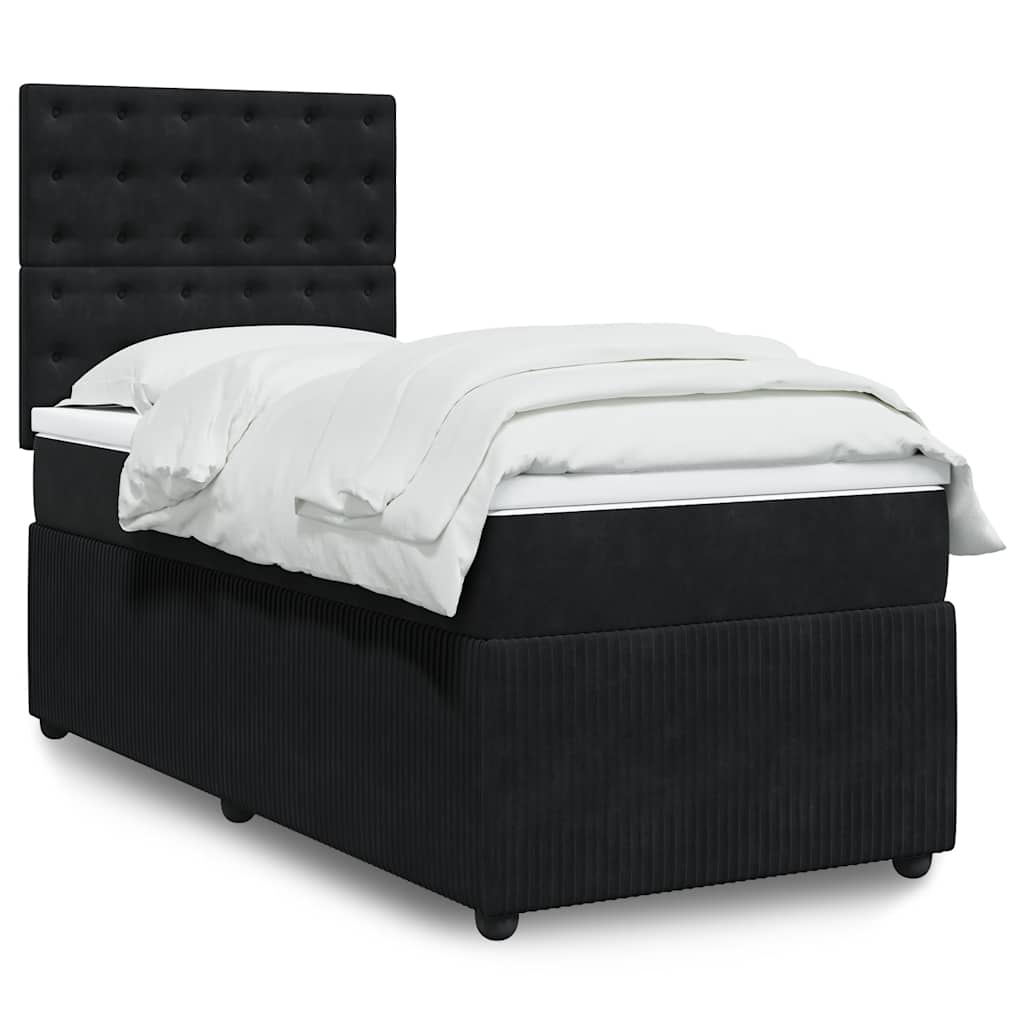 Sommier à lattes de lit avec matelas Noir 90x190 cm Velours - XIOS
