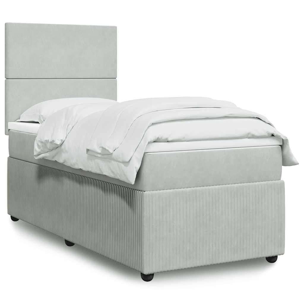 Sommier à lattes de lit et matelas Gris clair 90x200 cm Velours - XIOS