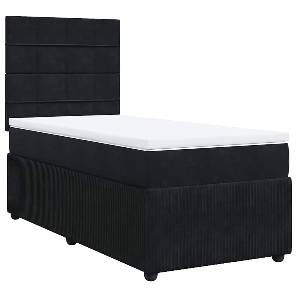 Sommier à lattes de lit avec matelas Noir 90x200 cm Velours - XIOS