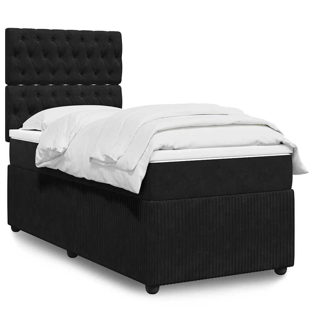 Sommier à lattes de lit avec matelas Noir 90x200 cm Velours - XIOS