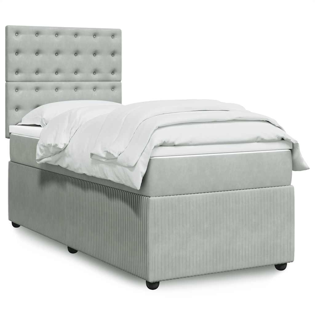 Sommier à lattes de lit et matelas Gris clair 90x200 cm Velours - XIOS