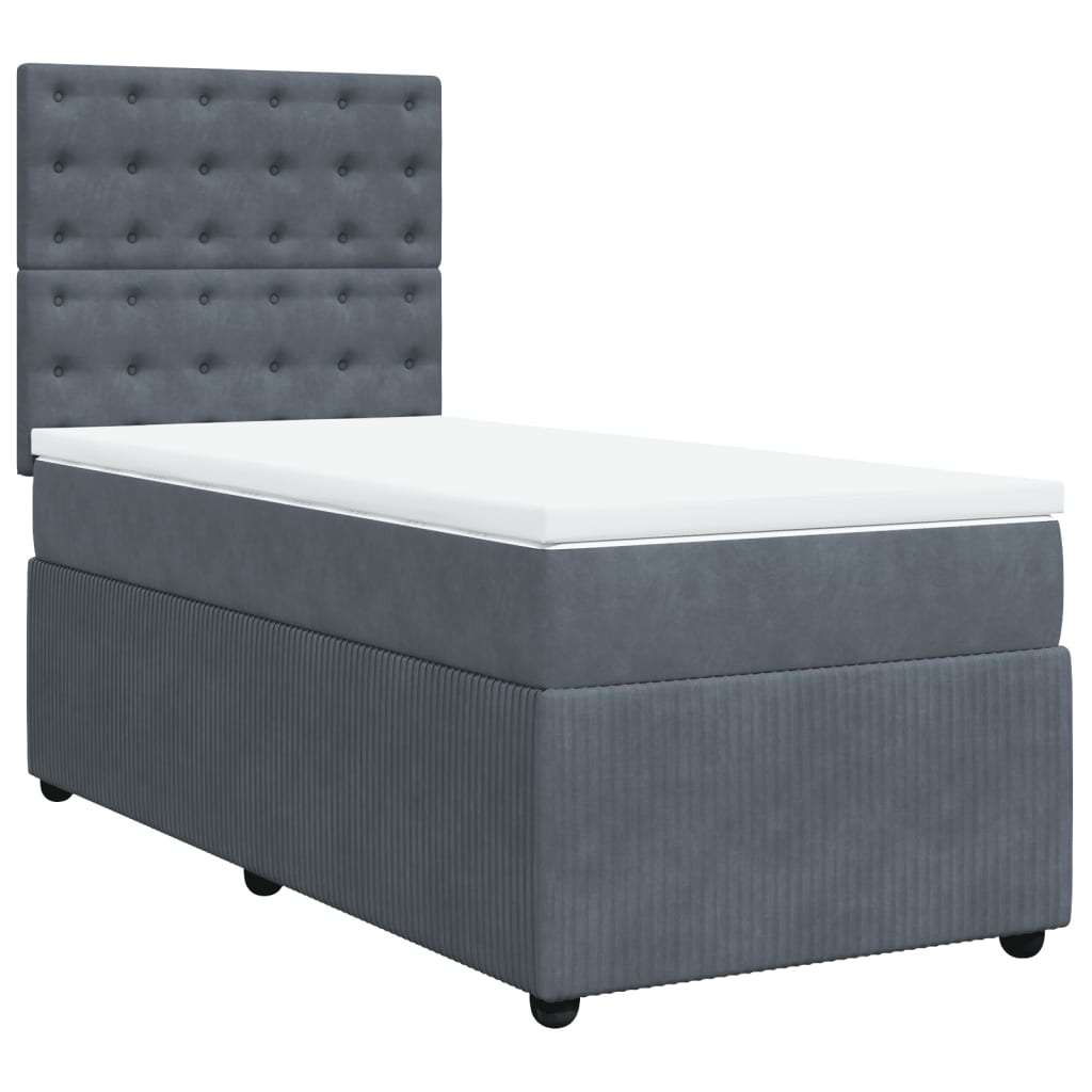 Sommier à lattes de lit et matelas Gris foncé 90x200 cm Velours - XIOS
