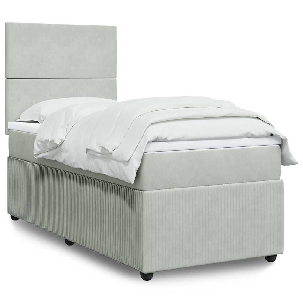 Sommier à lattes de lit et matelas Gris clair 100x200cm Velours - XIOS