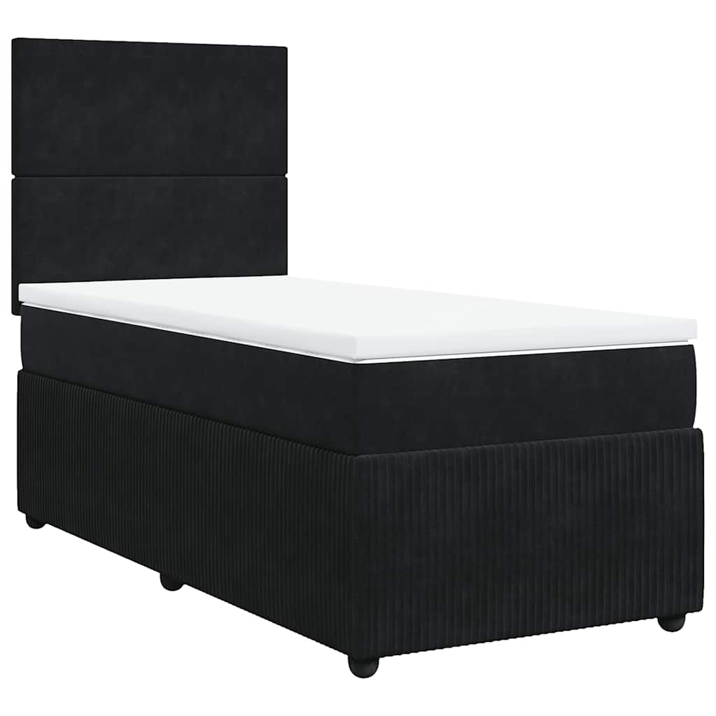 Sommier à lattes de lit avec matelas Noir 100x200 cm Velours - XIOS