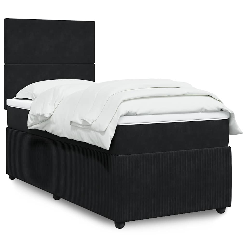 Sommier à lattes de lit avec matelas Noir 100x200 cm Velours - XIOS