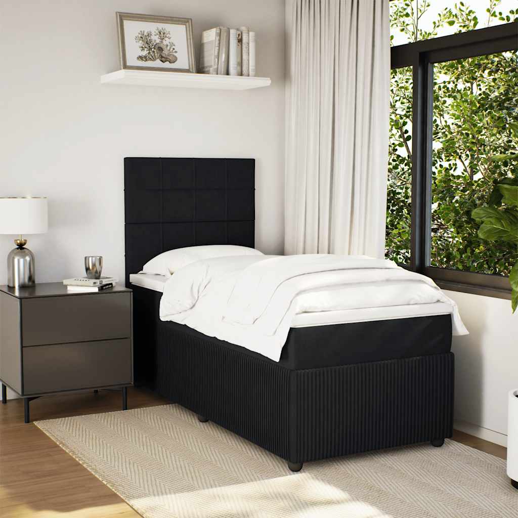 Sommier à lattes de lit avec matelas Noir 100x200 cm Velours - XIOS