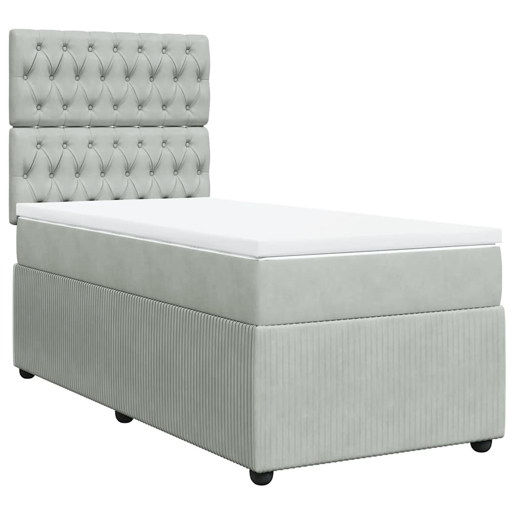 Sommier à lattes de lit et matelas Gris clair 100x200cm Velours - XIOS