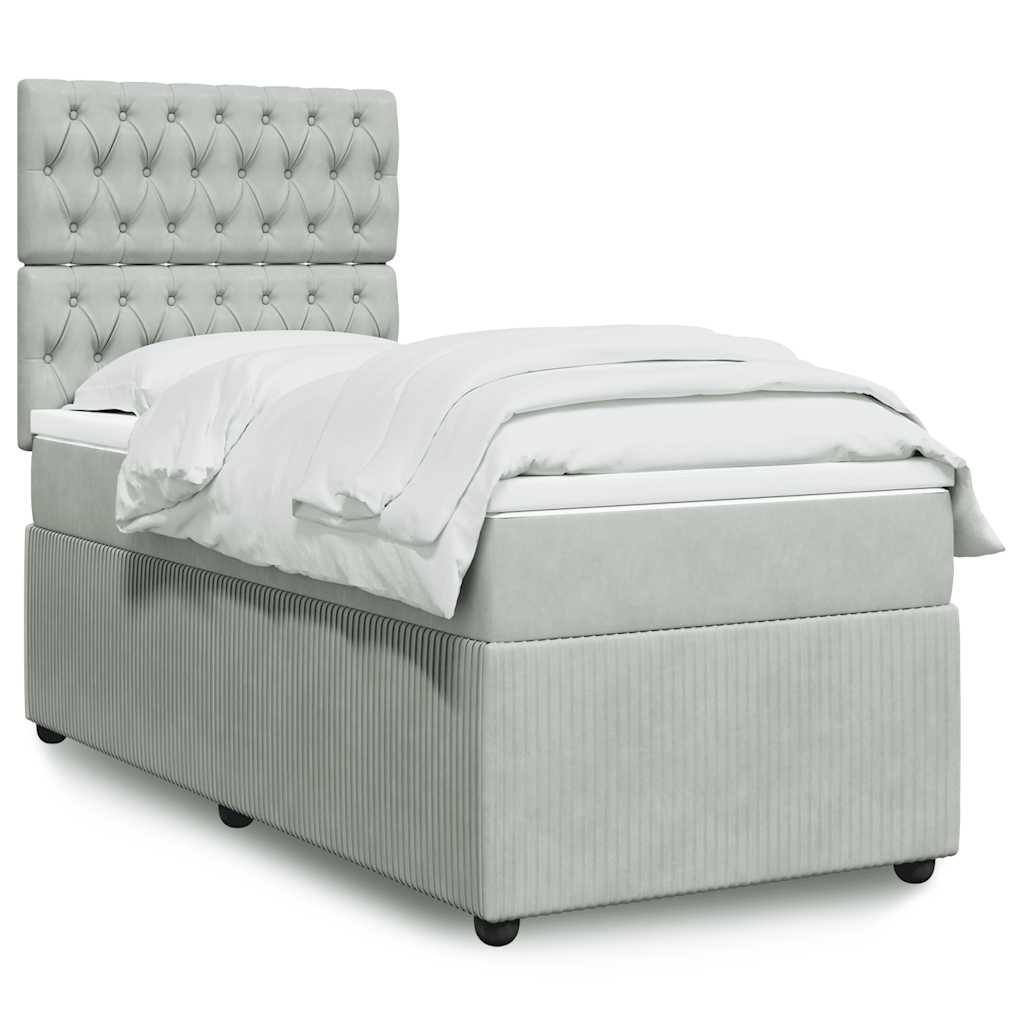 Sommier à lattes de lit et matelas Gris clair 100x200cm Velours - XIOS