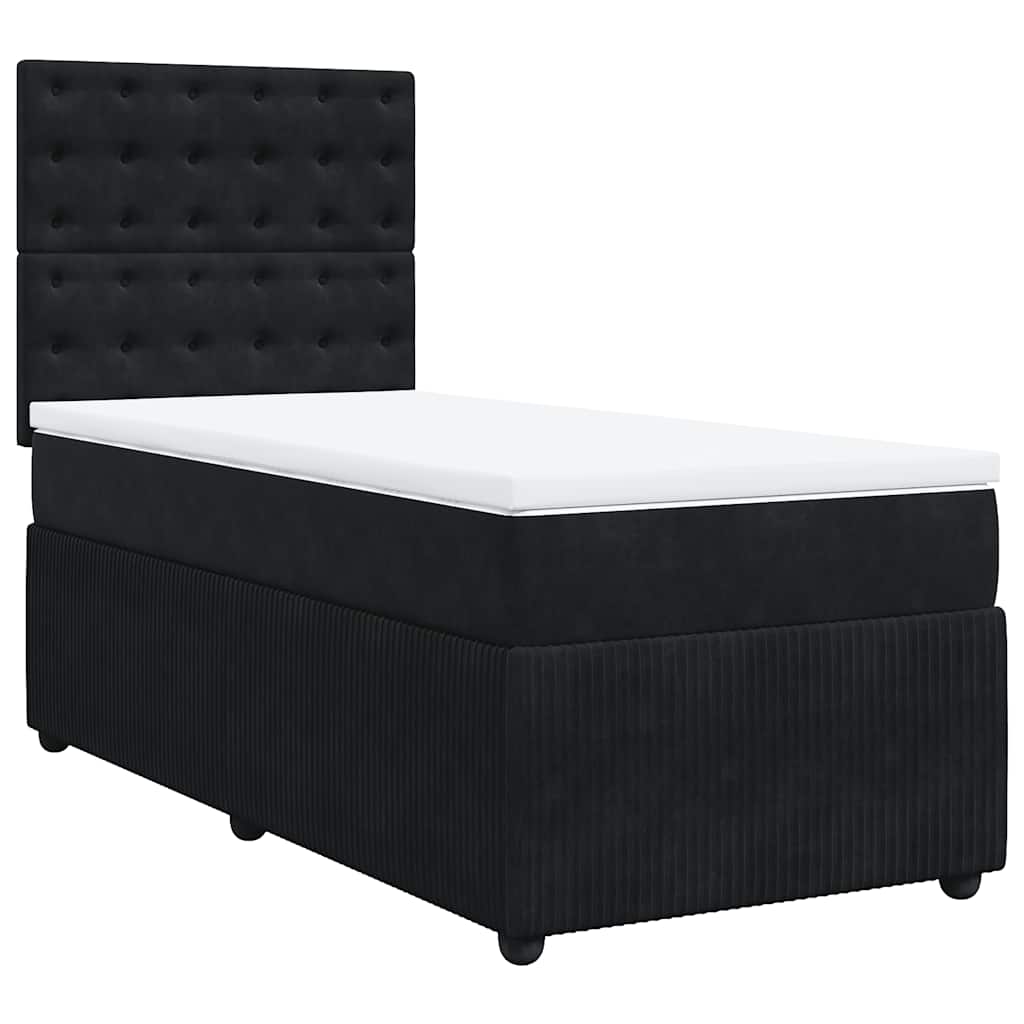 Sommier à lattes de lit avec matelas Noir 100x200 cm Velours - XIOS