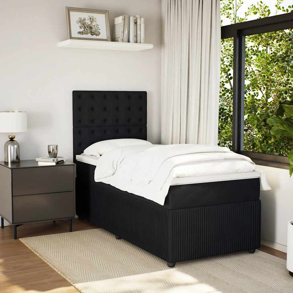 Sommier à lattes de lit avec matelas Noir 100x200 cm Velours - XIOS