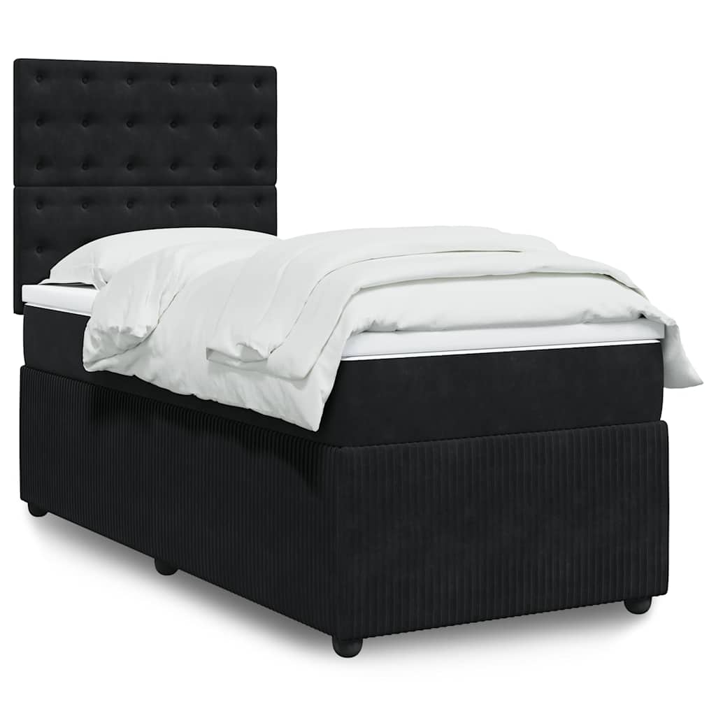 Sommier à lattes de lit avec matelas Noir 100x200 cm Velours - XIOS