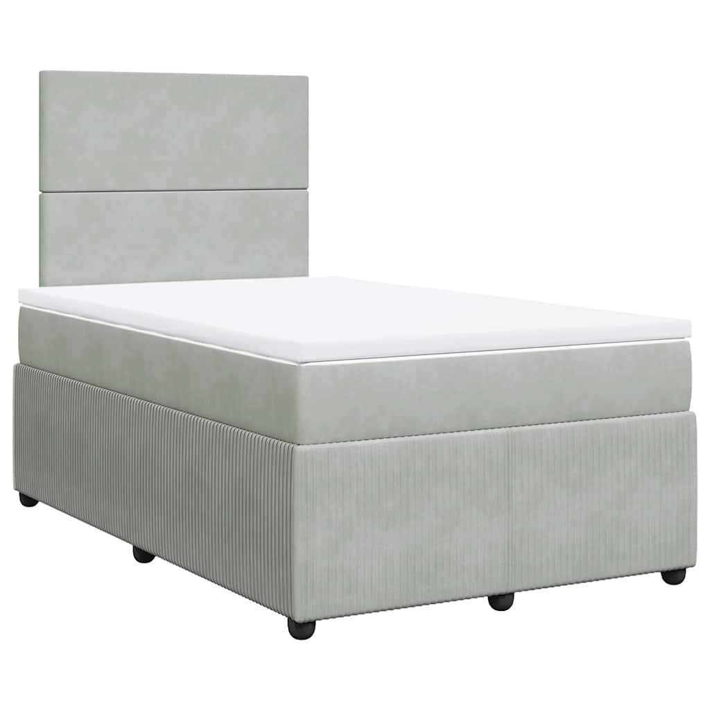 Sommier à lattes de lit et matelas gris clair 120x190cm velours - XIOS