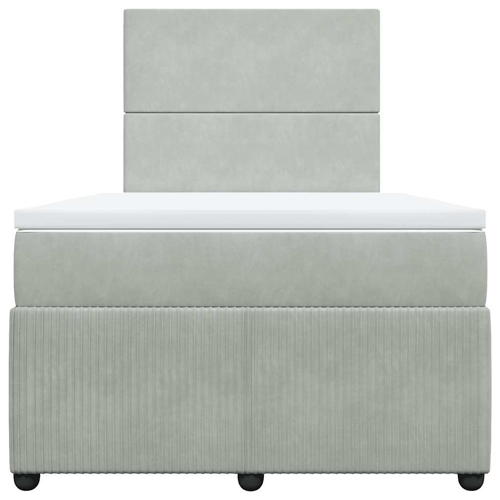Sommier à lattes de lit et matelas gris clair 120x190cm velours