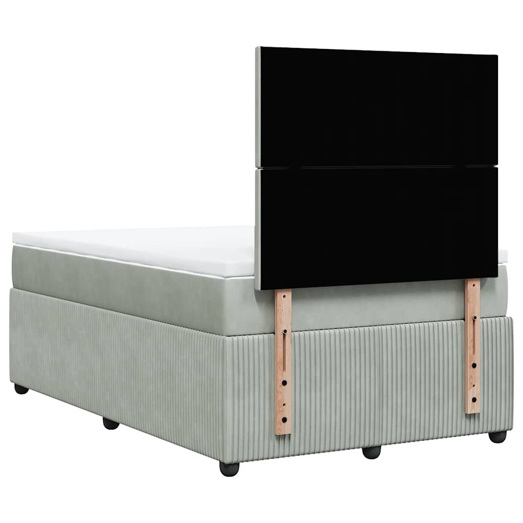 Sommier à lattes de lit et matelas gris clair 120x190cm velours - XIOS