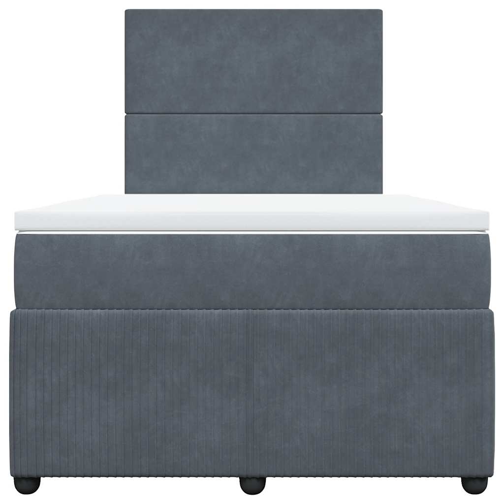 Sommier à lattes de lit et matelas gris foncé 120x190cm velours - XIOS