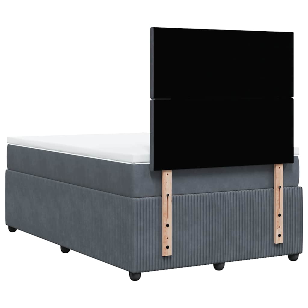 Sommier à lattes de lit et matelas gris foncé 120x190cm velours - XIOS