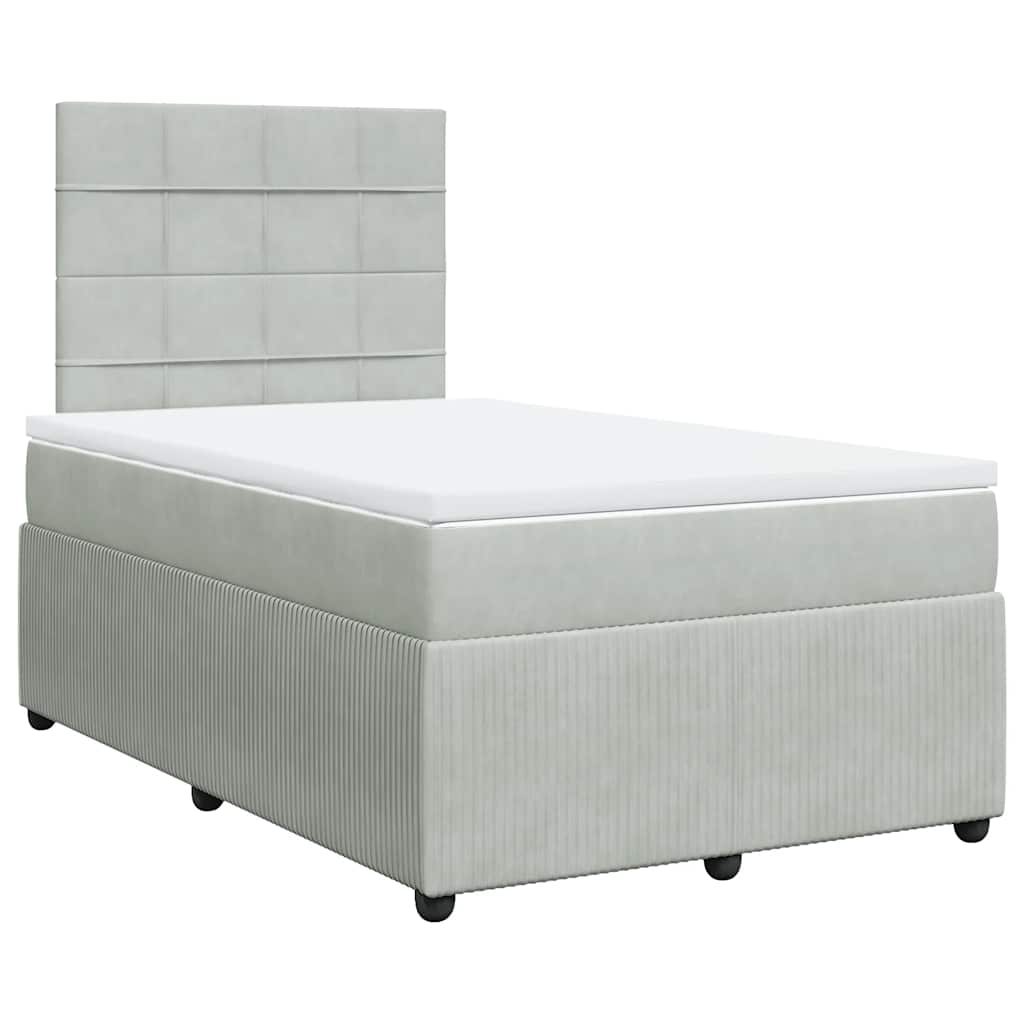 Sommier à lattes de lit et matelas gris clair 120x190cm velours - XIOS