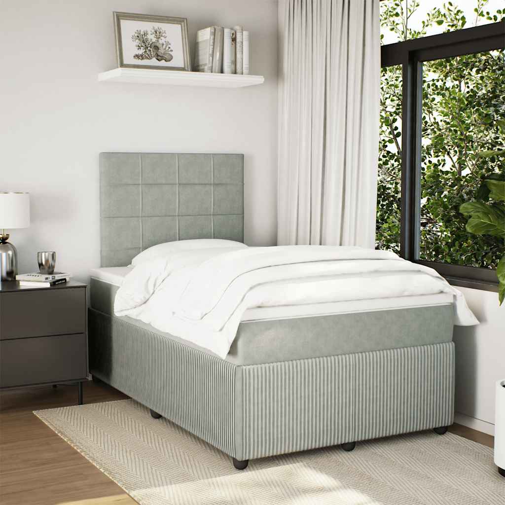 Sommier à lattes de lit et matelas gris clair 120x190cm velours - XIOS