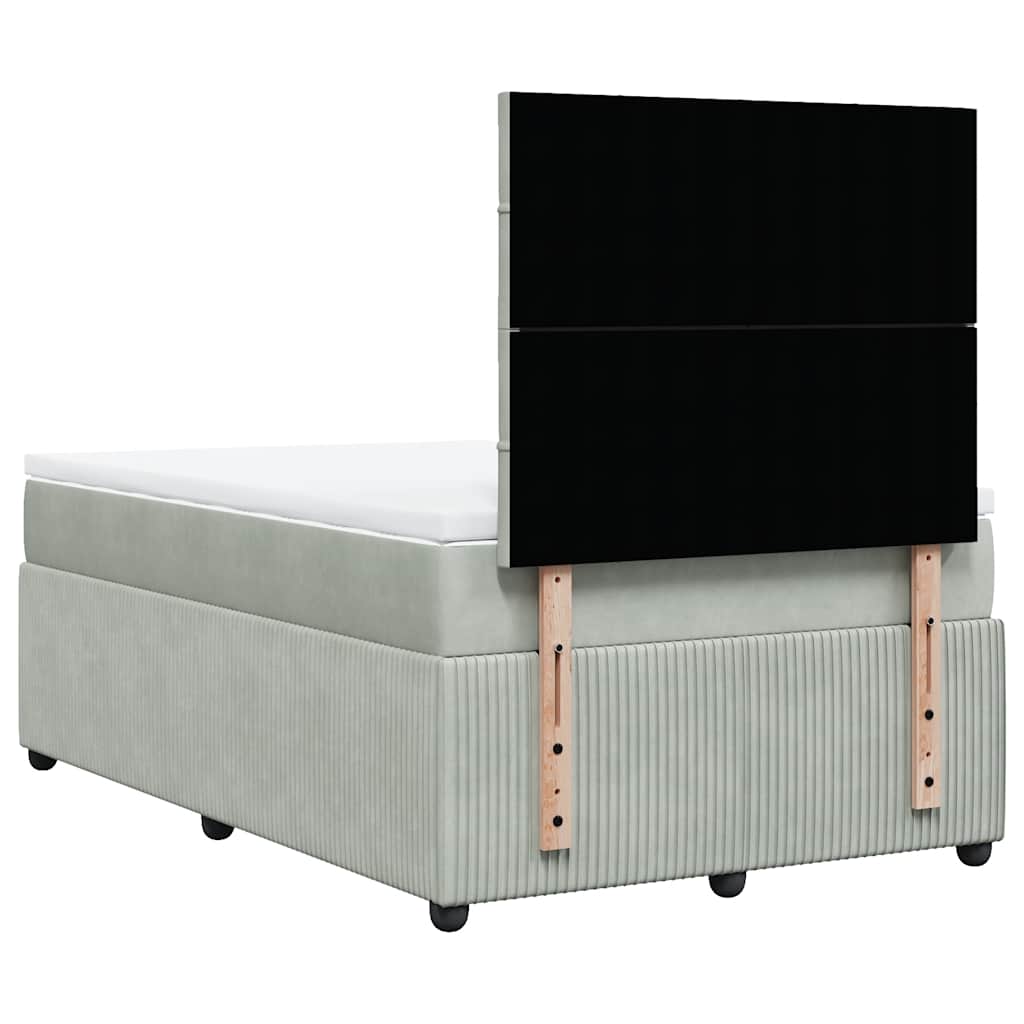 Sommier à lattes de lit et matelas gris clair 120x190cm velours - XIOS