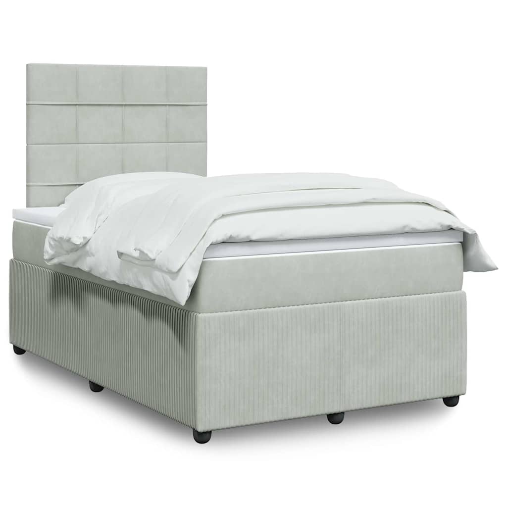Sommier à lattes de lit et matelas gris clair 120x190cm velours - XIOS