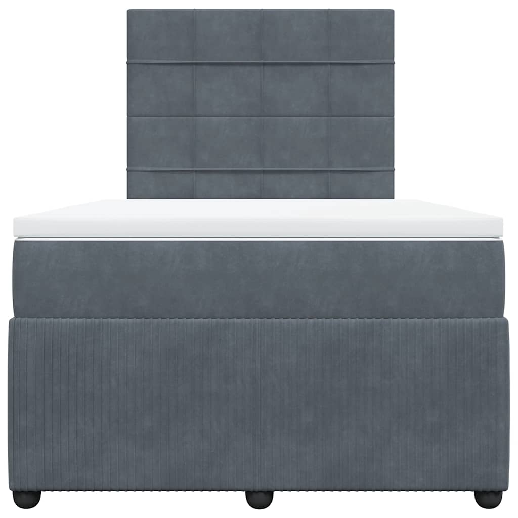 Sommier à lattes de lit et matelas gris foncé 120x190cm velours - XIOS