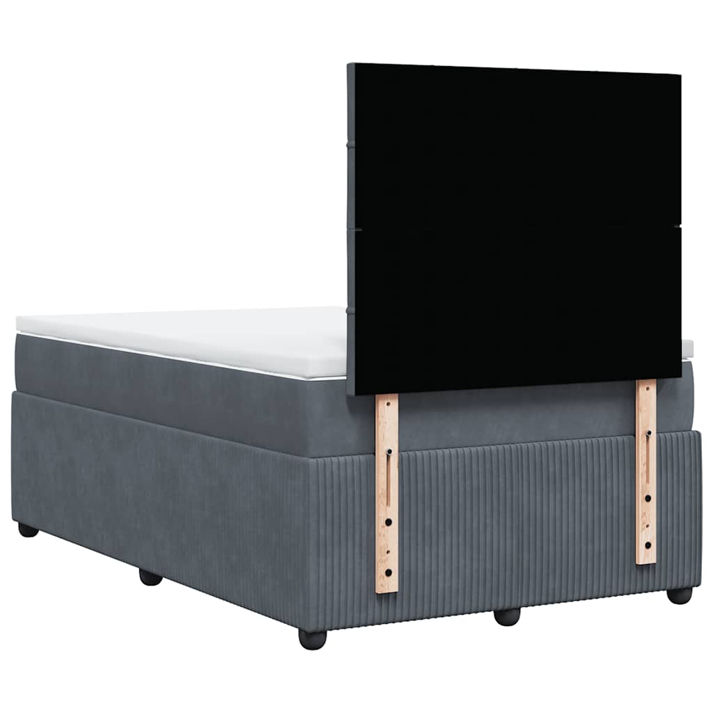 Sommier à lattes de lit et matelas gris foncé 120x190cm velours - XIOS