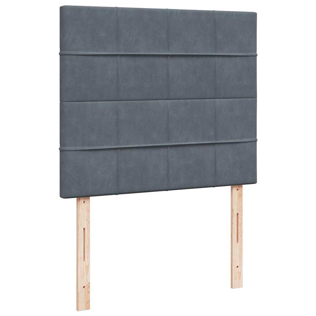 Sommier à lattes de lit et matelas gris foncé 120x190cm velours - XIOS