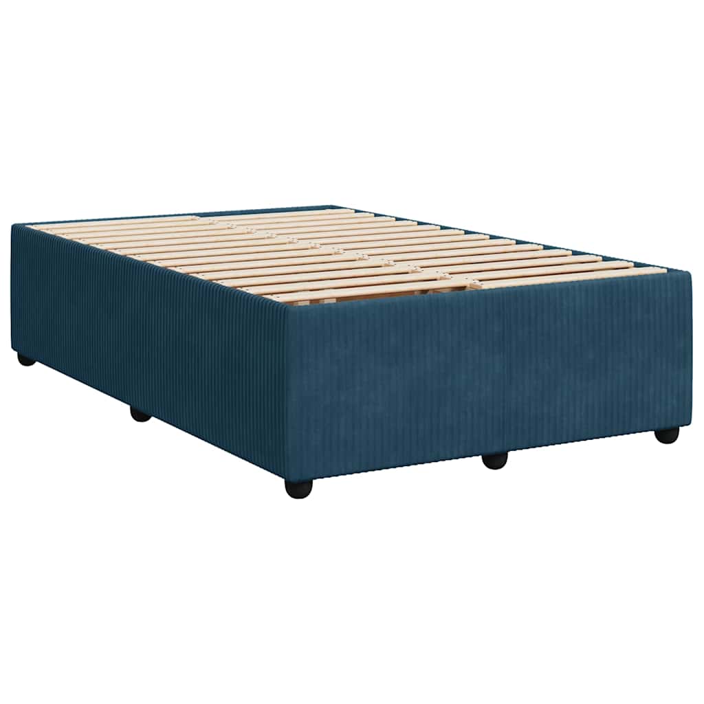 Sommier à lattes de lit et matelas bleu foncé 120x190cm velours - XIOS