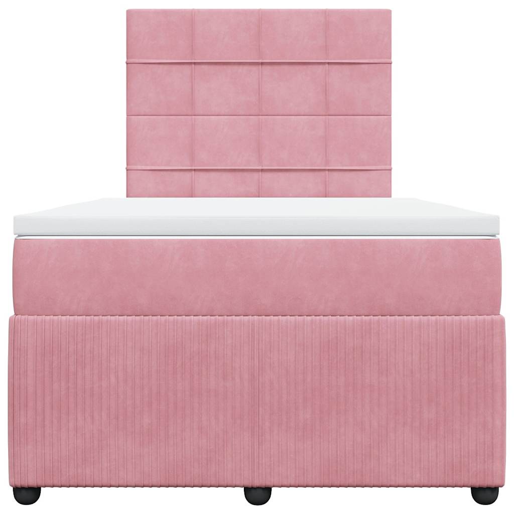 Sommier à lattes de lit avec matelas rose 120x190 cm velours - XIOS