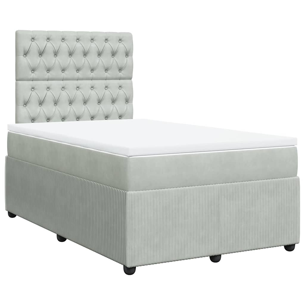 Sommier à lattes de lit et matelas gris clair 120x190cm velours - XIOS