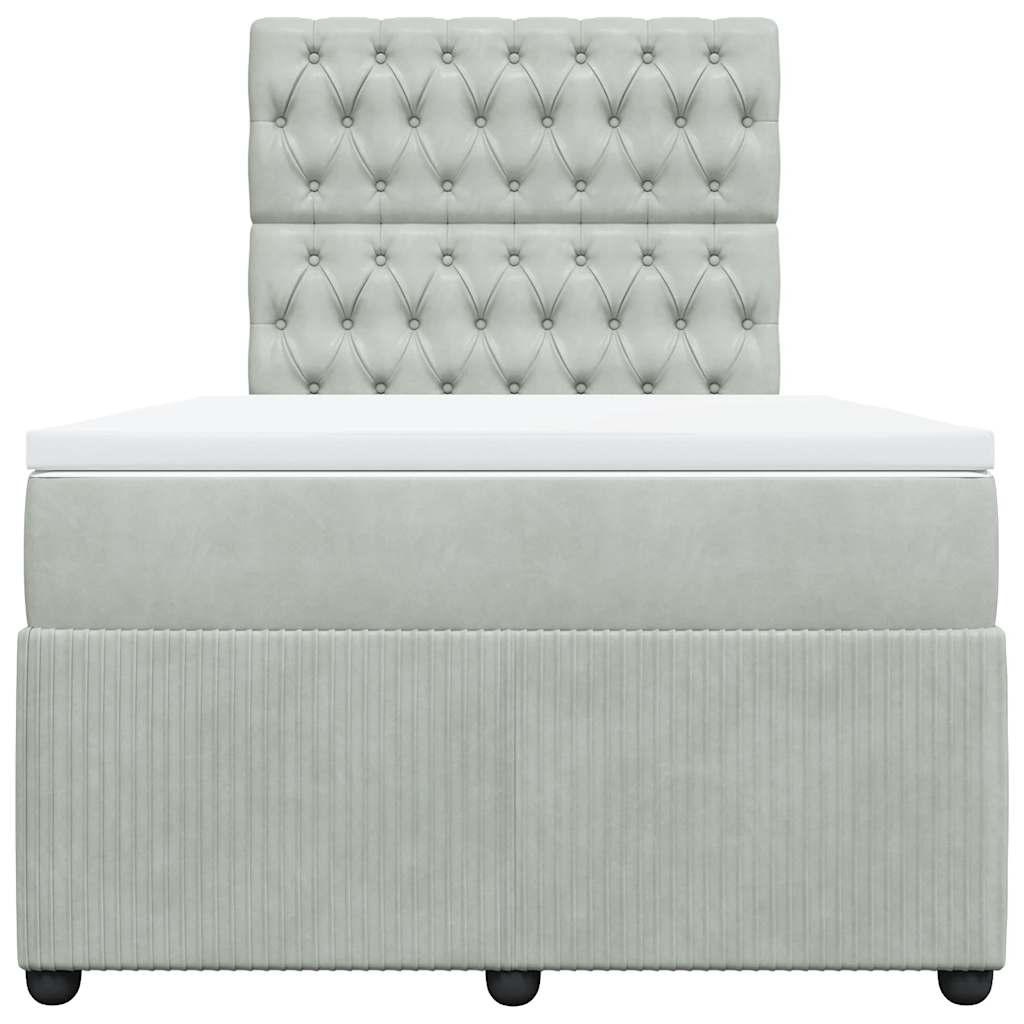 Sommier à lattes de lit et matelas gris clair 120x190cm velours - XIOS