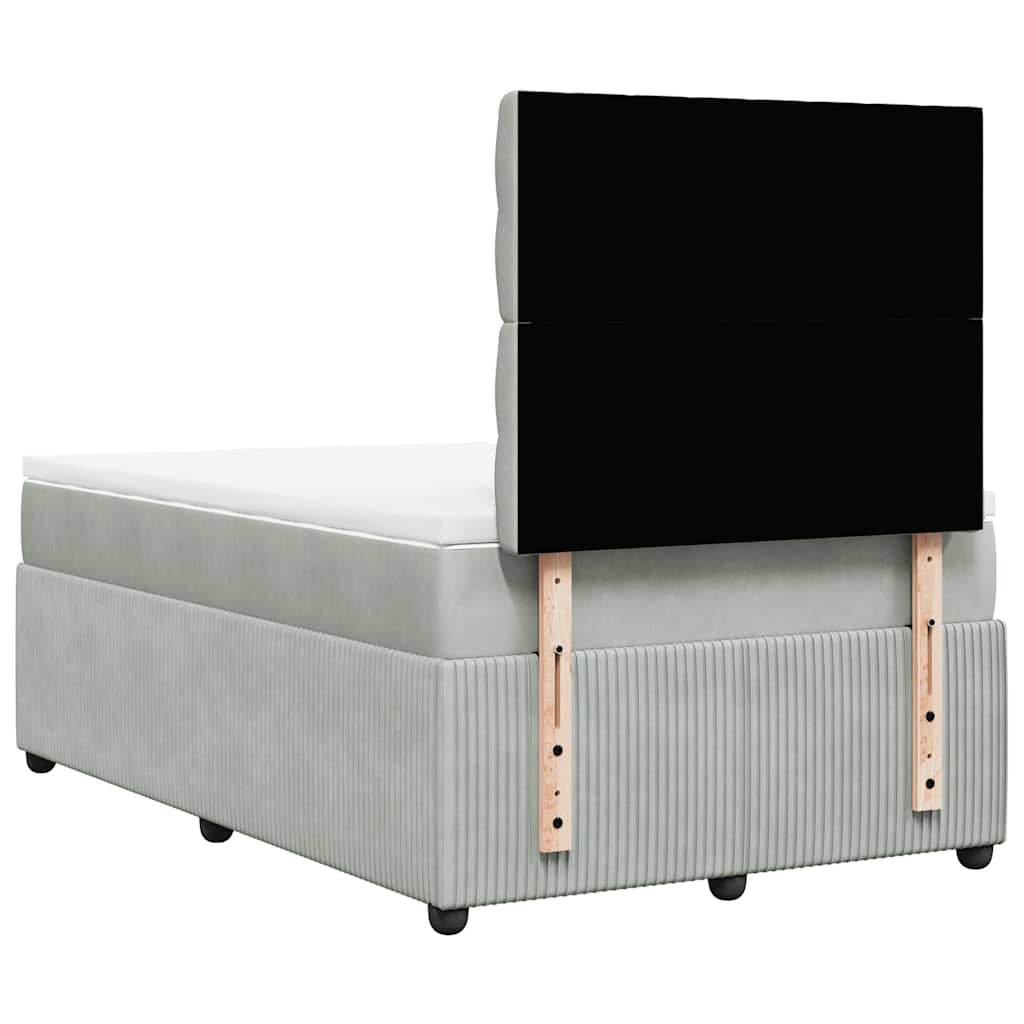 Sommier à lattes de lit et matelas gris clair 120x190cm velours - XIOS
