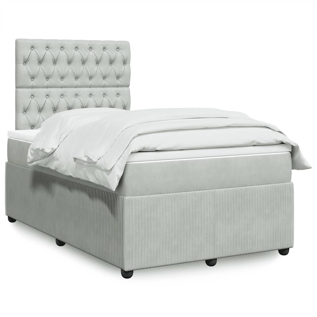 Sommier à lattes de lit et matelas gris clair 120x190cm velours - XIOS