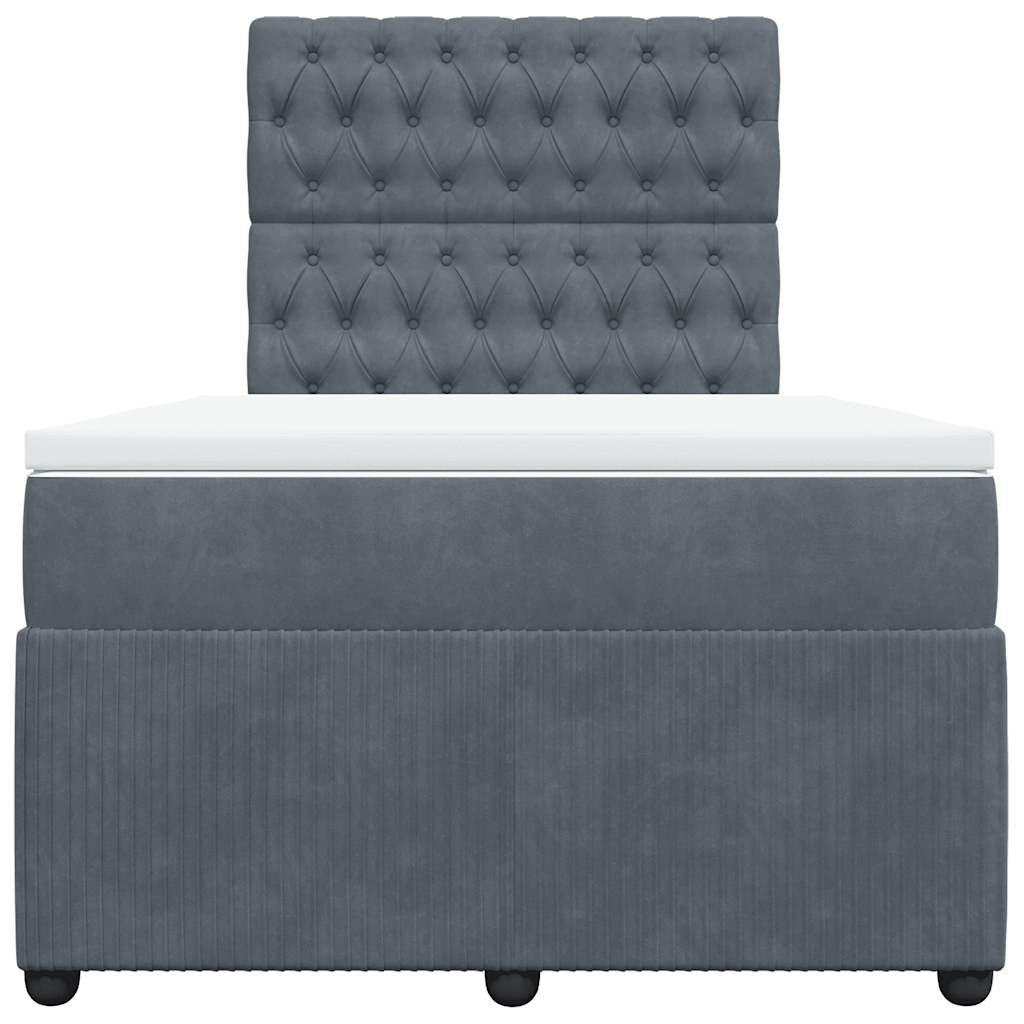 Sommier à lattes de lit et matelas gris foncé 120x190cm velours - XIOS